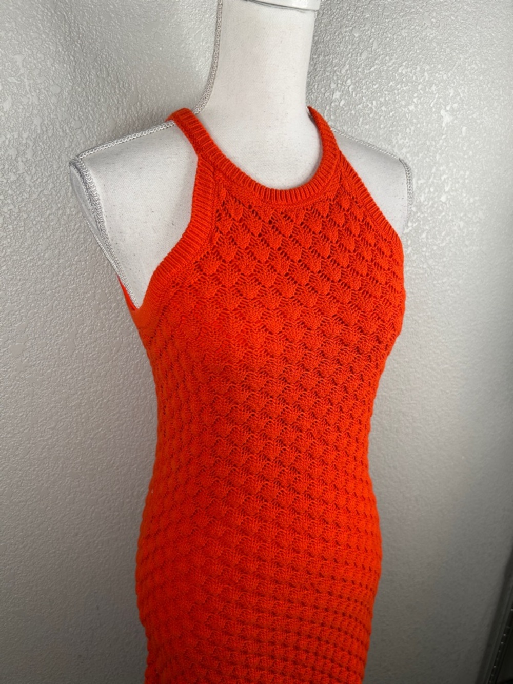 Eliza J Orange Knit Boho Summer Festival Indie Tank Sweater Midi Dress Size S - Picture 3 of 8